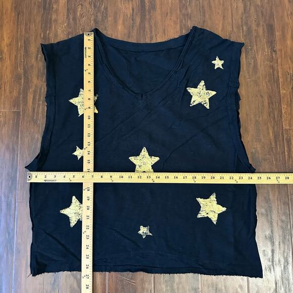 GYPSY JUNKIES Tank Top Black Stars Rhinestones V-Neck Cotton Edgy Gothic - Picture 10 of 10